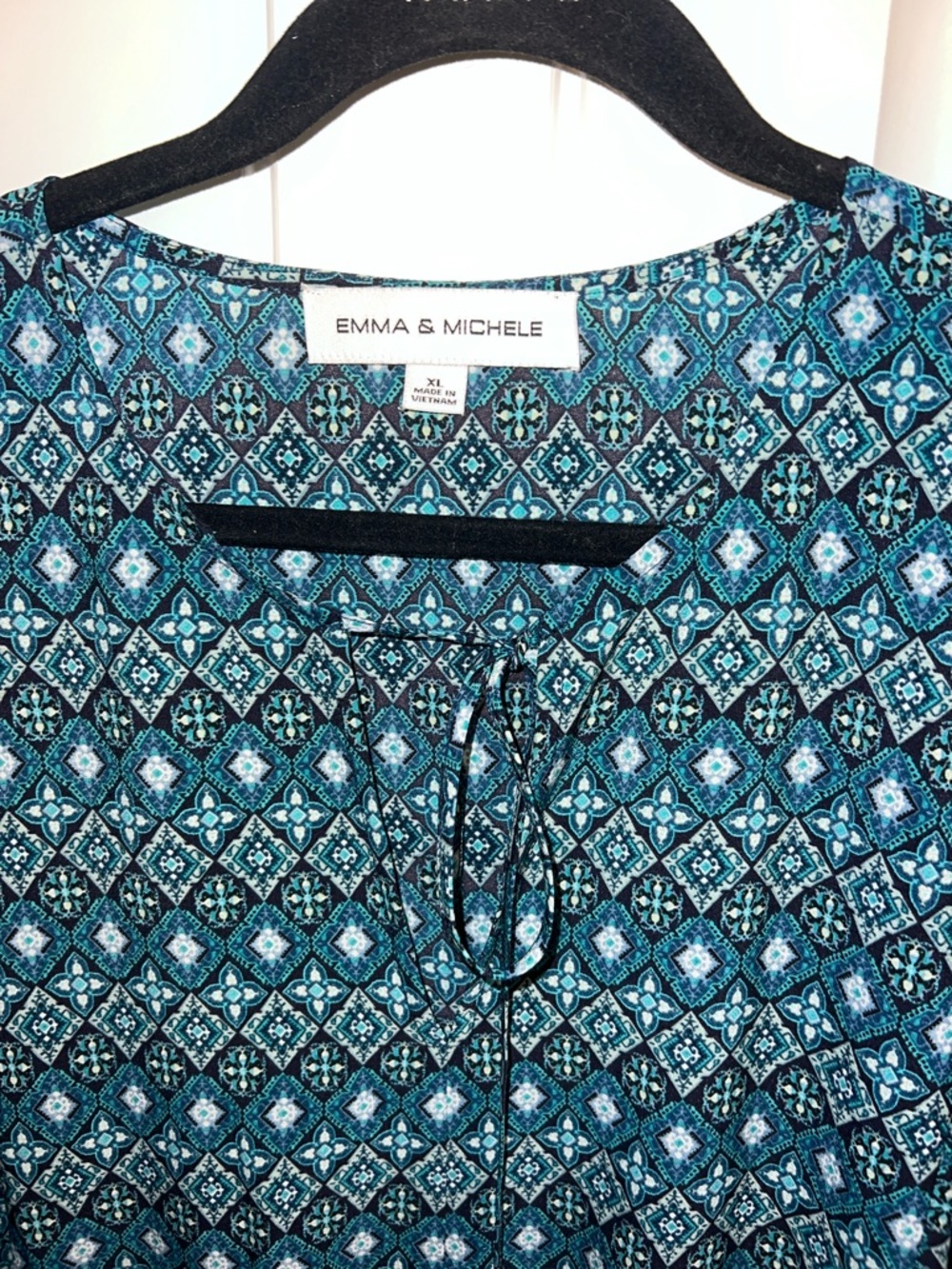 Emma & Michele Teal & Navy Geometric Lightweight Comfy Flowy Boho Dress Size XL - Picture 2 of 8